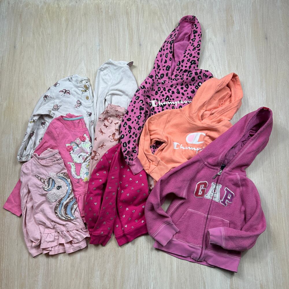 9 Piece Bundle Lot Champion Gap Cat & Jack Leopard Unicorn Hoodie Sweatshirt 4T